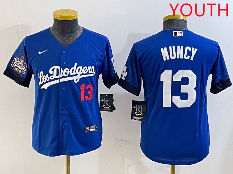 Youth Los Angeles Dodgers #13 Muncy Blue City Edition 2025 Nike MLB Jersey style 3